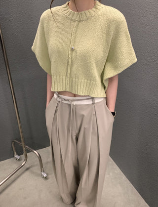 Sleeve knitted blouse and trousers set
