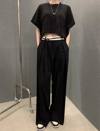 Sleeve knitted blouse and trousers set