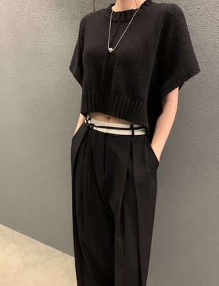 Sleeve knitted blouse and trousers set