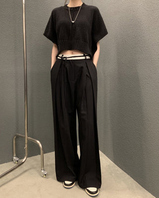 Sleeve knitted blouse and trousers set