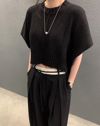 Sleeve knitted blouse and trousers set