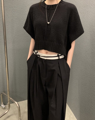 Sleeve knitted blouse and trousers set