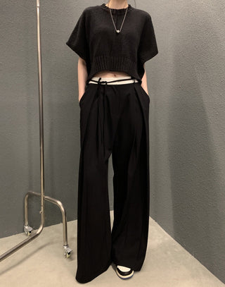 Sleeve knitted blouse and trousers set