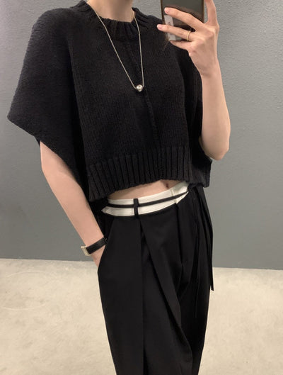 Sleeve knitted blouse and trousers set