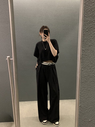 Sleeve knitted blouse and trousers set