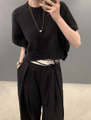 Sleeve knitted blouse and trousers set