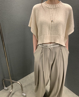 Sleeve knitted blouse and trousers set