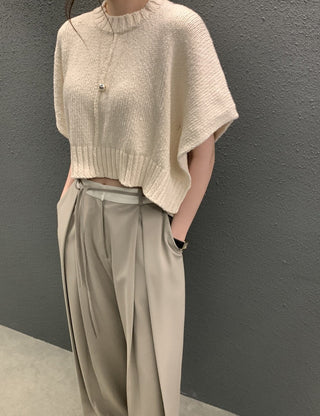 Sleeve knitted blouse and trousers set