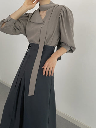 Korean split pleated lace-up skirt