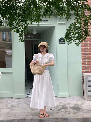 Puff sleeve short shirt and matching skirt set