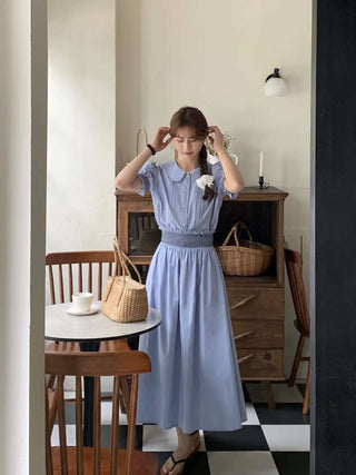 Puff sleeve short shirt and matching skirt set