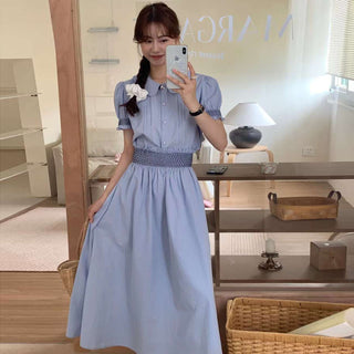 Puff sleeve short shirt and matching skirt set