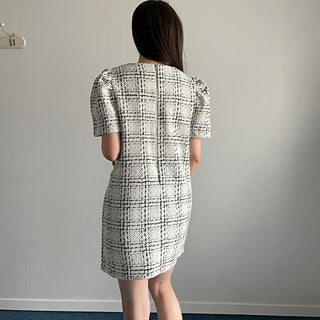 Plaid short sleeve woolen dress