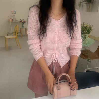 Strappy Ruffled Long-sleeved Sweater