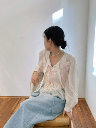 Chiffon lace-up top