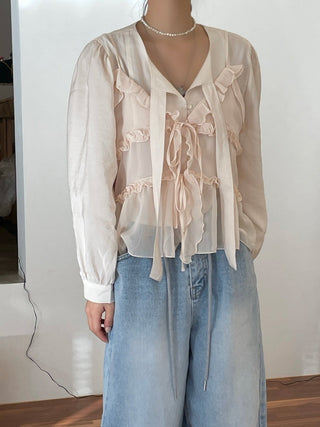 Chiffon lace-up top
