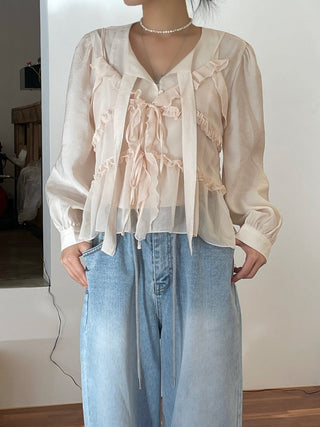 Chiffon lace-up top