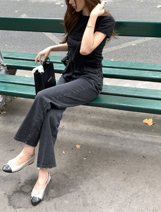 Lace-up round neck short sleeve top