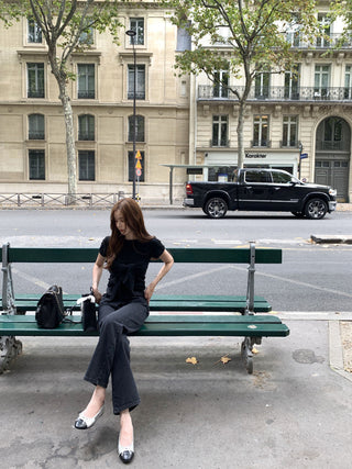 Lace-up round neck short sleeve top