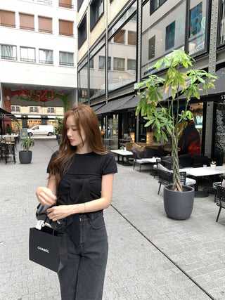 Lace-up round neck short sleeve top