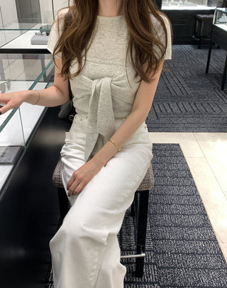 Lace-up round neck short sleeve top