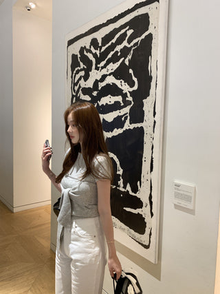 Lace-up round neck short sleeve top