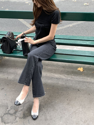 Lace-up round neck short sleeve top