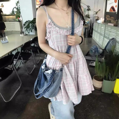 Plaid Lace Dress