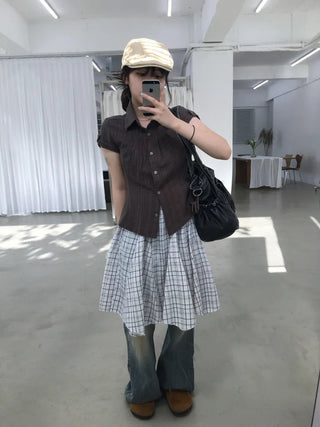 Patchwork Plaid Skirt