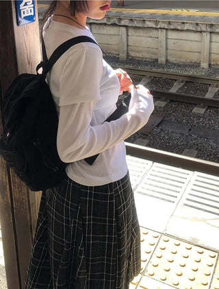 Patchwork Plaid Skirt