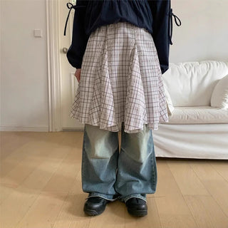 Patchwork Plaid Skirt