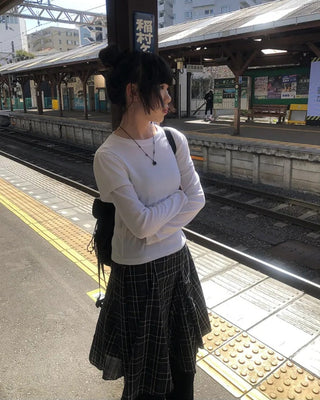 Patchwork Plaid Skirt