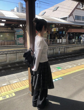Patchwork Plaid Skirt