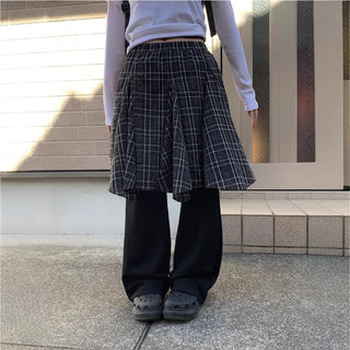 Patchwork Plaid Skirt