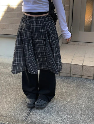 Patchwork Plaid Skirt