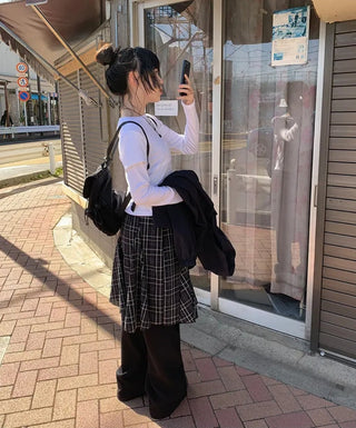 Patchwork Plaid Skirt
