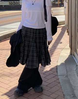 Patchwork Plaid Skirt