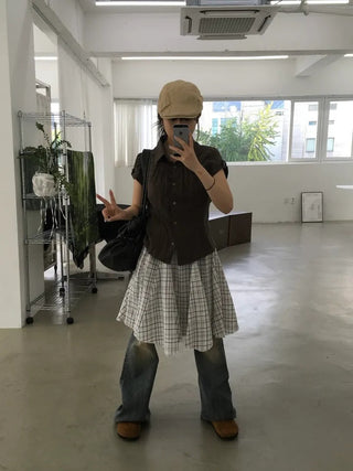 Patchwork Plaid Skirt