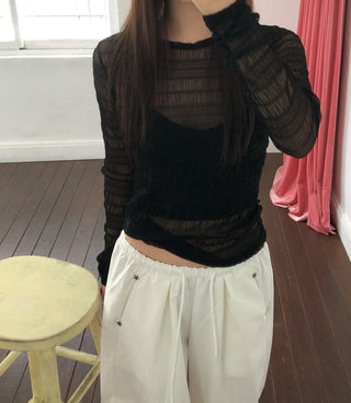 Pleated Lace Shirt