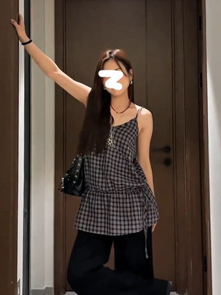Plaid Strap Top