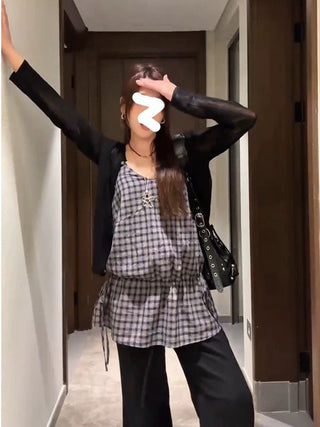 Plaid Strap Top