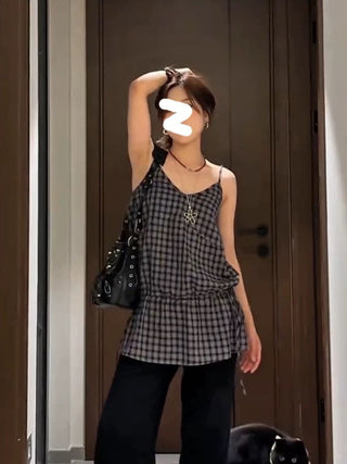 Plaid Strap Top