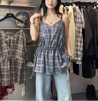 Plaid Strap Top