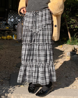 Plaid Lace Skirt