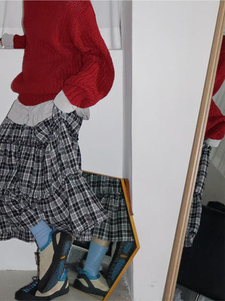 Plaid Lace Skirt