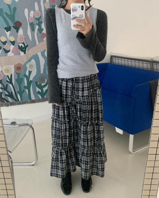 Plaid Lace Skirt