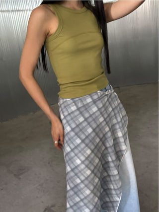 Chiffon Plaid Skirt