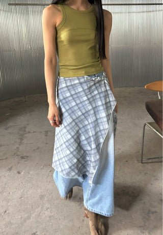 Chiffon Plaid Skirt