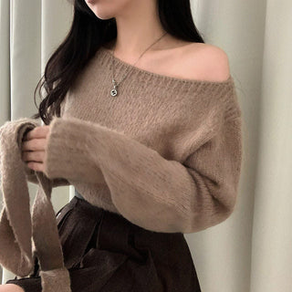 loose long-sleeved sweater Two-piece set