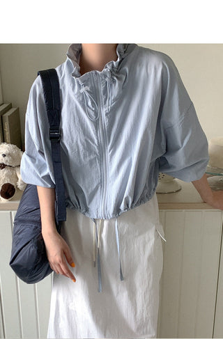 Lace-up short suncoat jacket